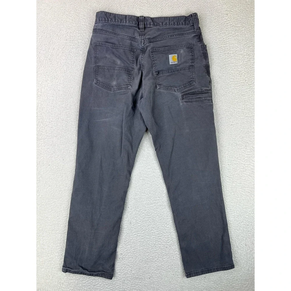 Carhartt Mens 30x30 Gray Rugged Flex Relaxed Fit Canvas Carpenter Pants BN2517-M
